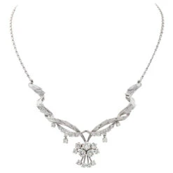 Collier Chaîne En Or Blanc Et Diamants