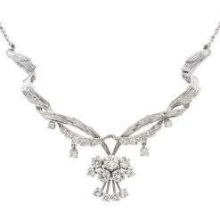 Collier Chaîne En Or Blanc Et Diamants -Castafiore Boutique collier chaine en or blanc et diamants 776505