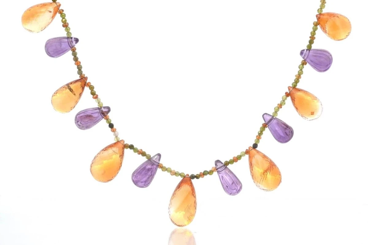 Collier Citrine Et Améthyste En Or Jaune 2 Collier Citrine Et Améthyste En Or Jaune – Image 2