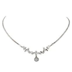 Collier Feuille Or Blanc Diamant