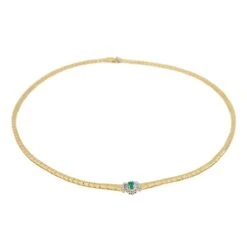 Collier Maille En Or Jaune, émeraude, Et Diamants 8 Collier Maille En Or Jaune, émeraude, Et Diamants -Castafiore Boutique collier maille en or jaune emeraude et diamants 186165