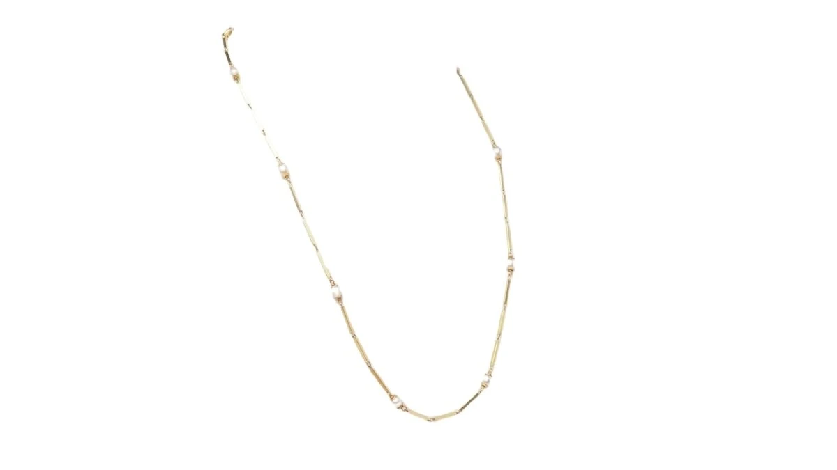 Collier Maille En Or Jaune Et Perles De Culture 5 Collier Maille En Or Jaune Et Perles De Culture – Image 5