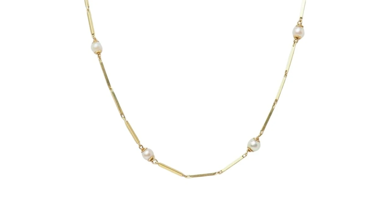 Collier Maille En Or Jaune Et Perles De Culture 3 Collier Maille En Or Jaune Et Perles De Culture – Image 3