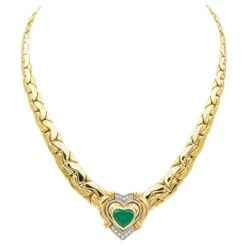 Collier Maille En Or Jaune, Or Blanc, émeraude Et Diamants -Castafiore Boutique collier maille en or jaune or blanc emeraude et diamants 324840