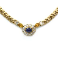 Collier FRED En Or Jaune, Saphir Et Diamants