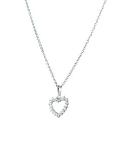 Collier Pendentif Coeur En Or Blanc Et En Diamants