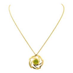 Collier Pendentif En Or Jaune Et Péridot