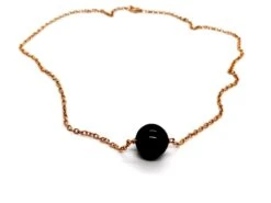 Collier Pendentif En Or Rose Et Onyx