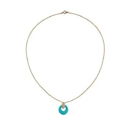 Collier Pendentif VAN CLEEF & ARPELS En Or Jaune, Turquoise, Nacre Et Diamants