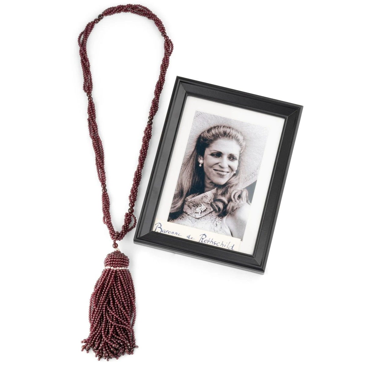 Collier Sautoir Pompon En Grenats Et Perles De Culture 4 Collier Sautoir Pompon En Grenats Et Perles De Culture – Image 4