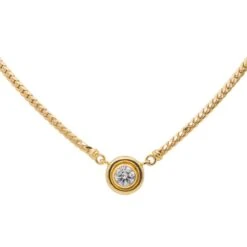 Collier Solitaire Maille Anglaise En Or Jaune Et Diamant -Castafiore Boutique collier solitaire maille anglaise en or jaune et diamant 755385