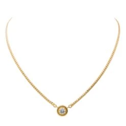 Collier Solitaire Maille Anglaise En Or Jaune Et Diamant -Castafiore Boutique collier solitaire maille anglaise en or jaune et diamant 984510