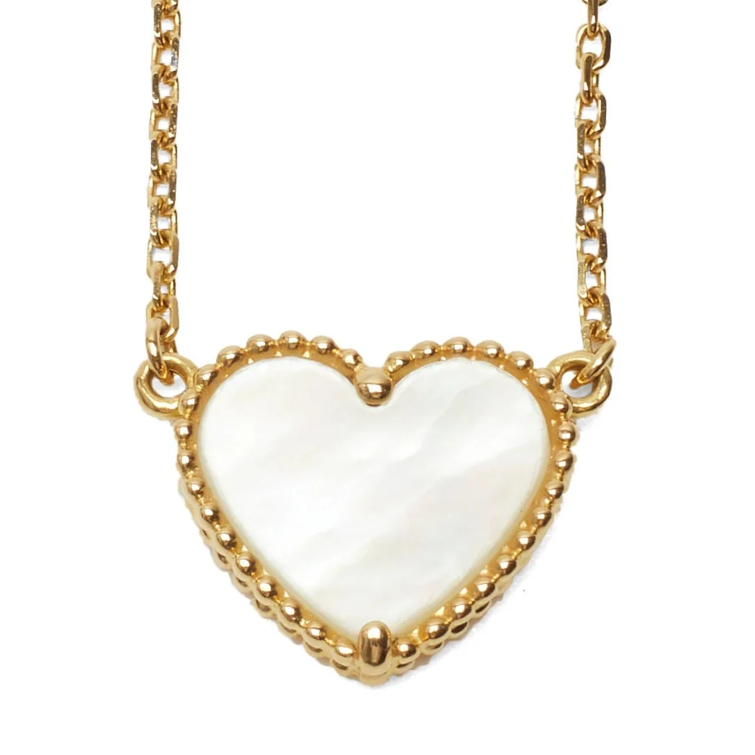 Collier Van Cleef & Arpels Lucky Alhambra Heart Nacre Blanche En Or Jaune 1 Collier Van Cleef & Arpels Lucky Alhambra Heart Nacre Blanche En Or Jaune