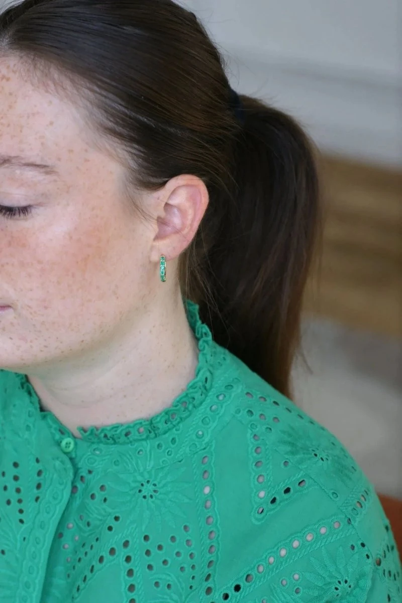 Créoles Emeraudes Sur Or Jaune 4 Créoles Emeraudes Sur Or Jaune – Image 4