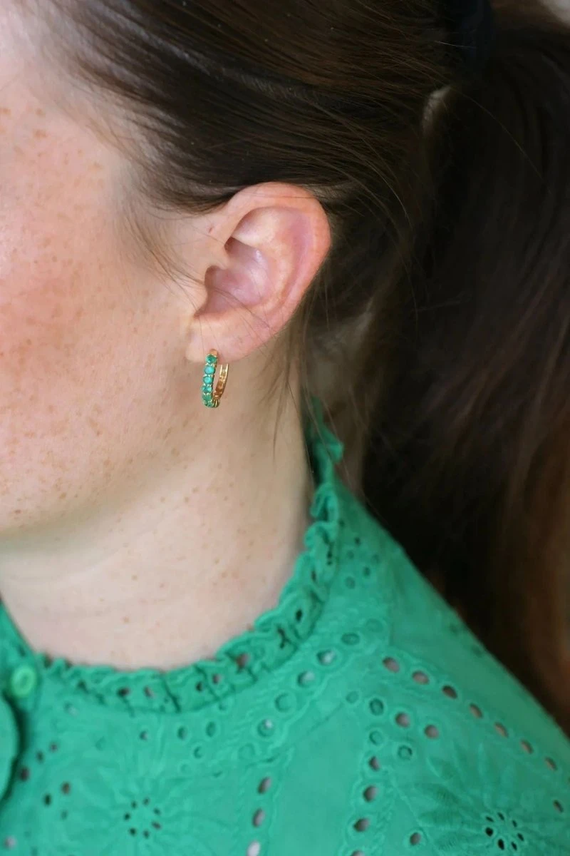 Créoles Emeraudes Sur Or Jaune 2 Créoles Emeraudes Sur Or Jaune – Image 2