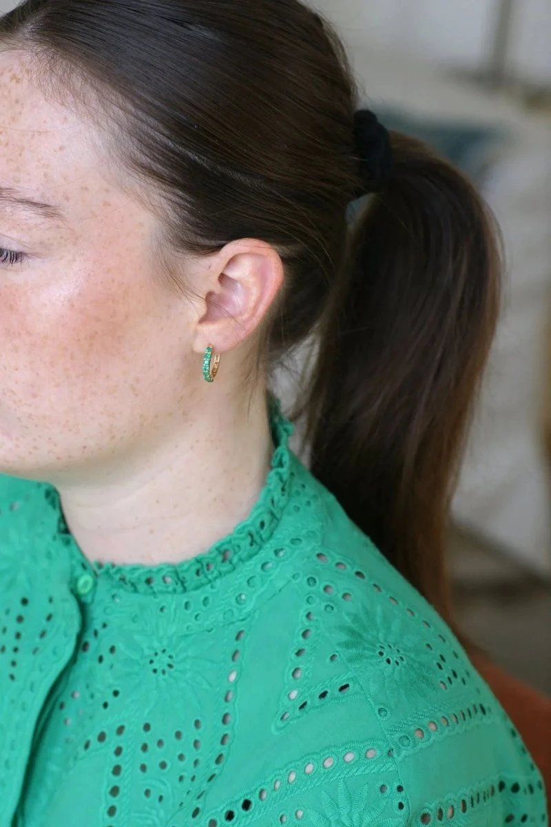 Créoles Emeraudes Sur Or Jaune 6 Créoles Emeraudes Sur Or Jaune – Image 6