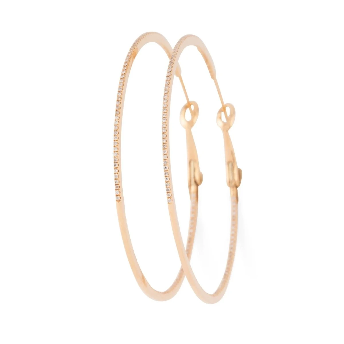 Boucles D'oreilles Créoles En Or Rose Et Diamants 4 Boucles D'oreilles Créoles En Or Rose Et Diamants – Image 4