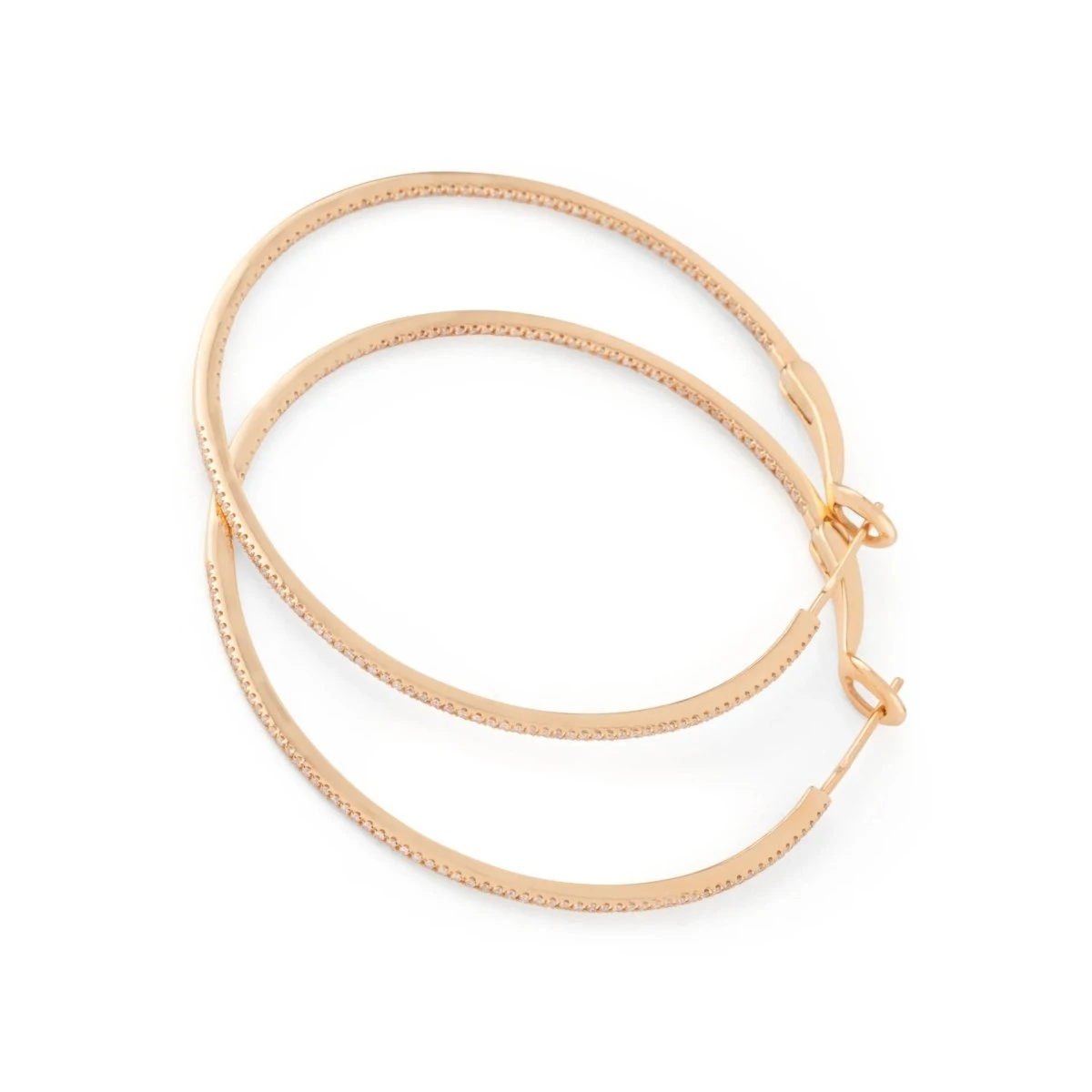 Boucles D'oreilles Créoles En Or Rose Et Diamants 3 Boucles D'oreilles Créoles En Or Rose Et Diamants – Image 3