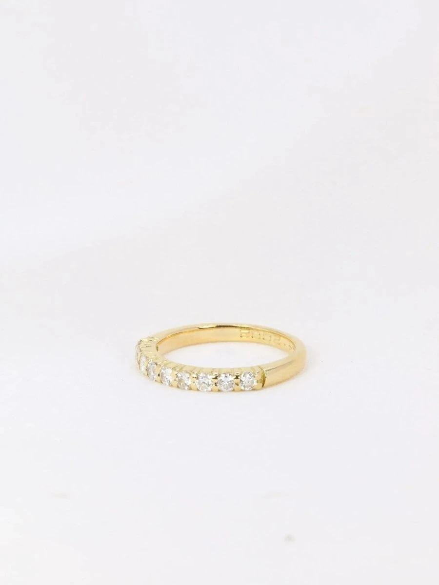 Demi-Alliance Américaine En Or Jaune Et Diamants 0,36 Ct 3 Demi-Alliance Américaine En Or Jaune Et Diamants 0,36 Ct – Image 3