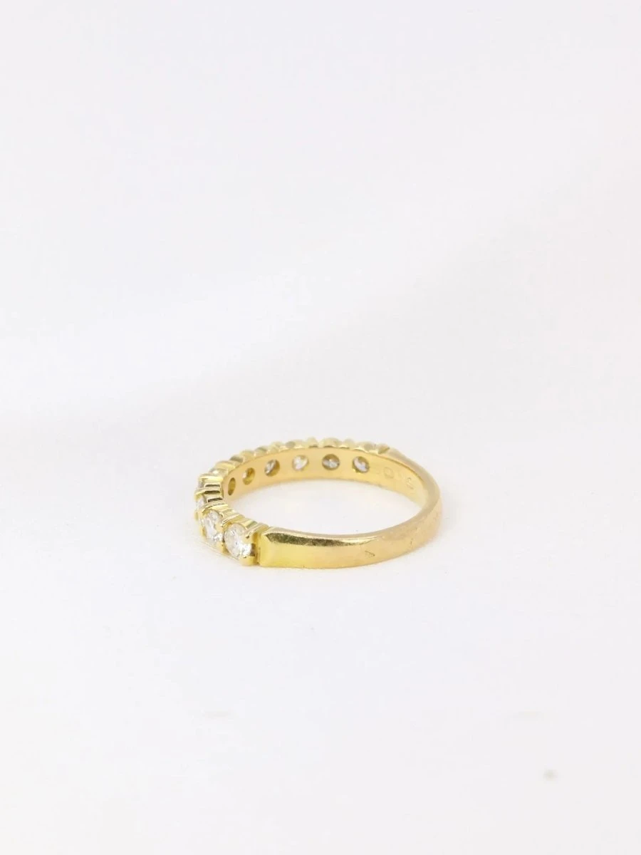 Demi-Alliance Américaine En Or Jaune Et Diamants 1 Carat 4 Demi-Alliance Américaine En Or Jaune Et Diamants 1 Carat – Image 4