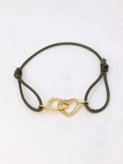 DINH VAN Bracelet Double Coeur Or Jaune Cordon Kaki 11 DINH VAN Bracelet Double Coeur Or Jaune Cordon Kaki -Castafiore Boutique dinh van bracelet double coeur or jaune cordon kaki 744022