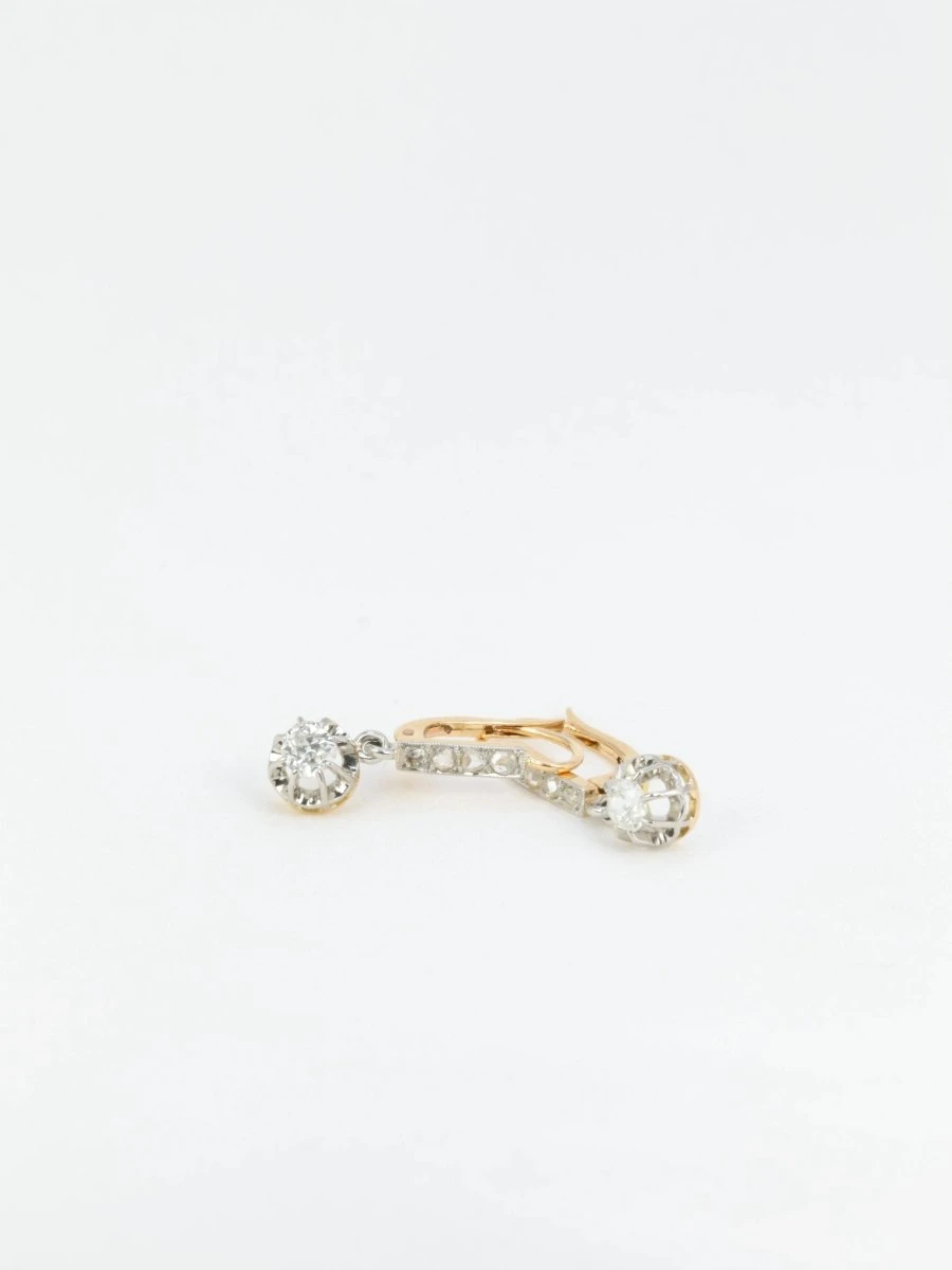 Dormeuses Anciennes En Or, Argent Et Diamants 6 Dormeuses Anciennes En Or, Argent Et Diamants – Image 6