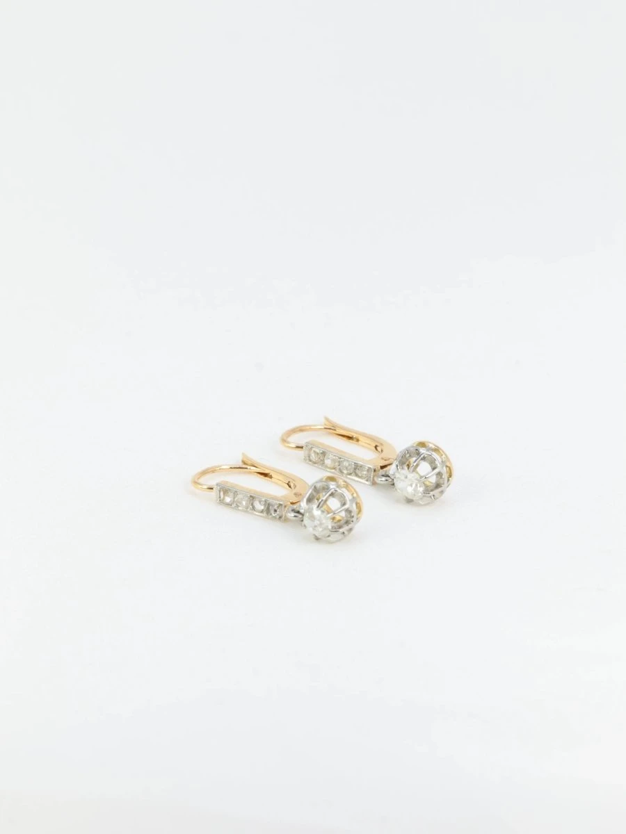 Dormeuses Anciennes En Or, Argent Et Diamants 7 Dormeuses Anciennes En Or, Argent Et Diamants – Image 7