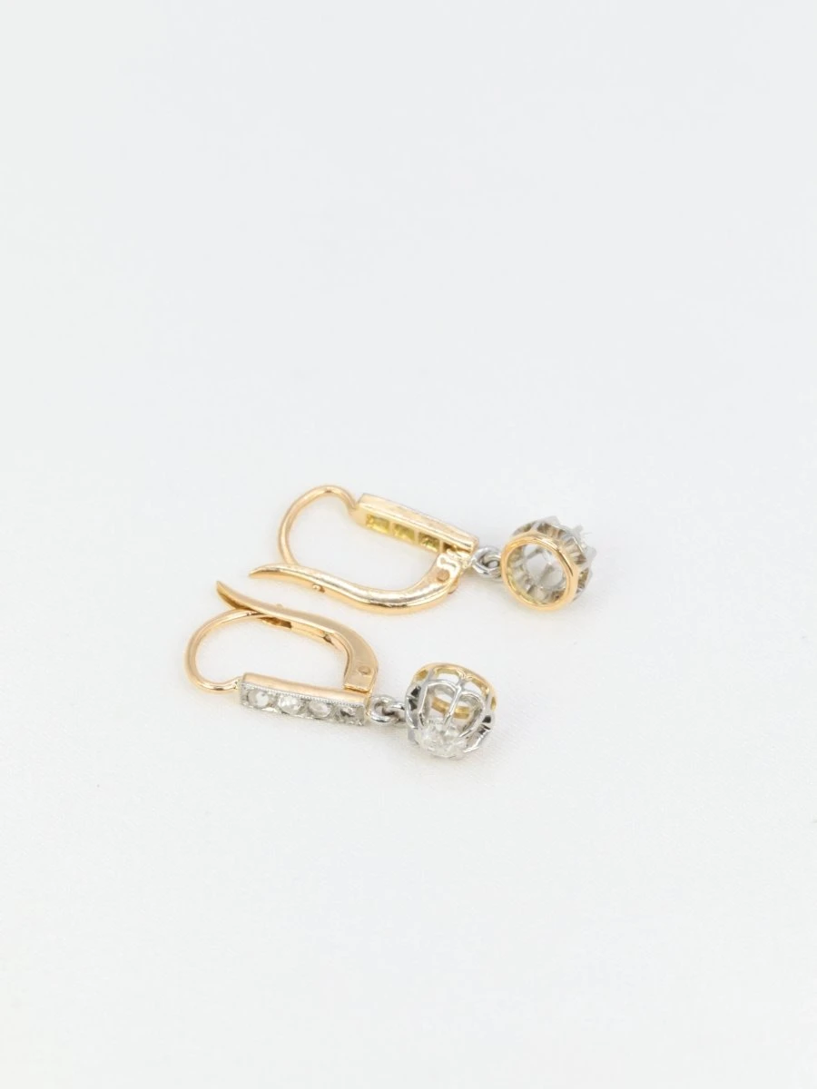 Dormeuses Anciennes En Or, Argent Et Diamants 3 Dormeuses Anciennes En Or, Argent Et Diamants – Image 3