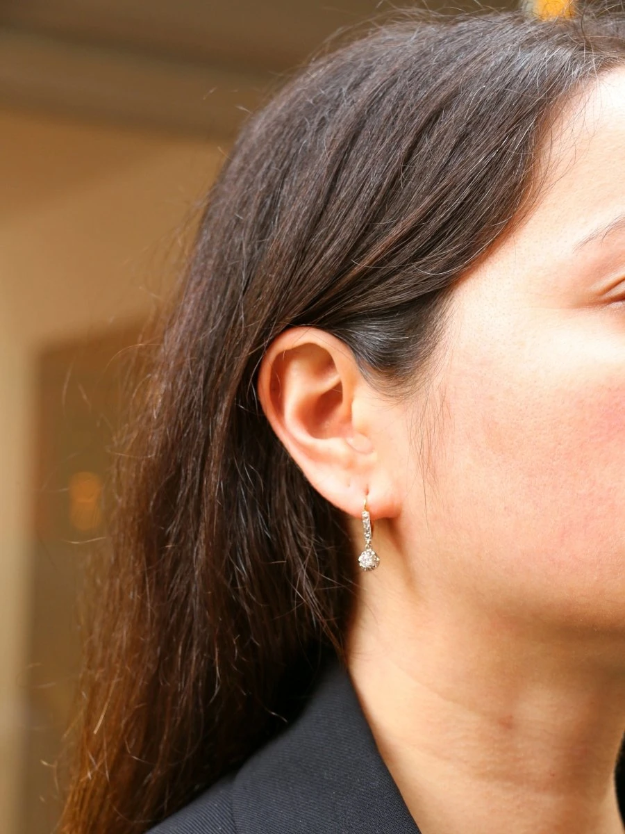 Dormeuses Anciennes En Or, Argent Et Diamants 10 Dormeuses Anciennes En Or, Argent Et Diamants – Image 10