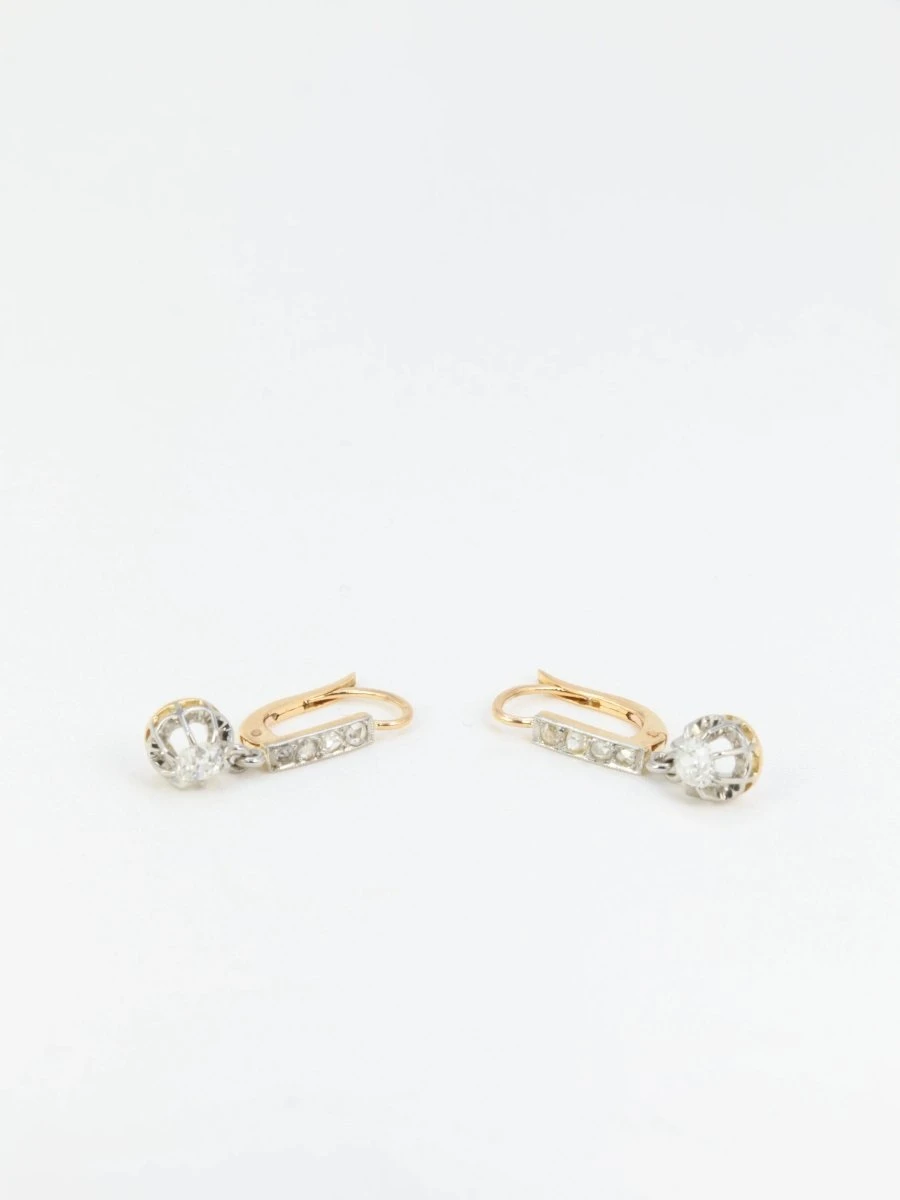 Dormeuses Anciennes En Or, Argent Et Diamants 5 Dormeuses Anciennes En Or, Argent Et Diamants – Image 5