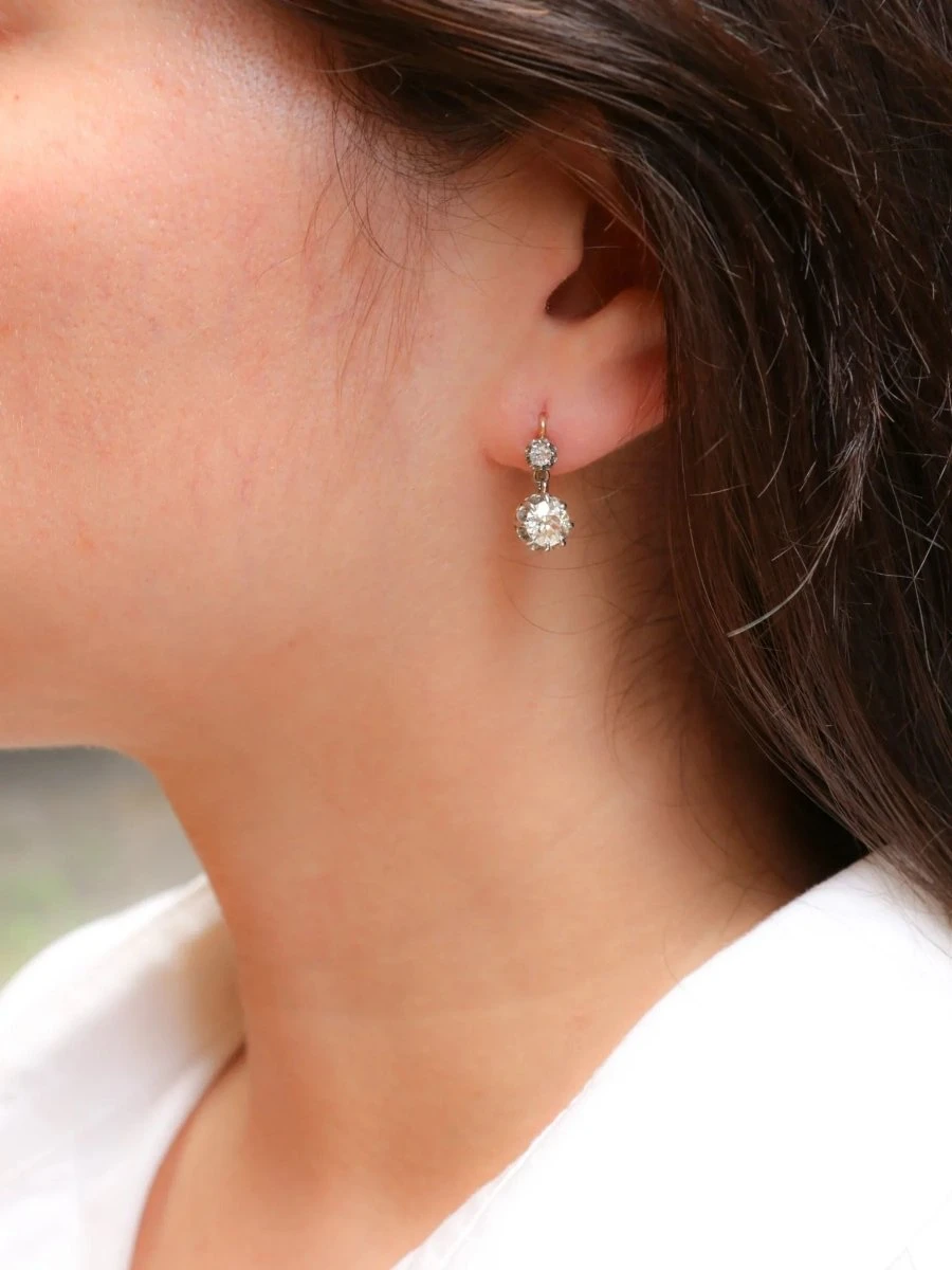 Dormeuses Diamants Taille Ancienne 2,2 Ct 6 Dormeuses Diamants Taille Ancienne 2,2 Ct – Image 6