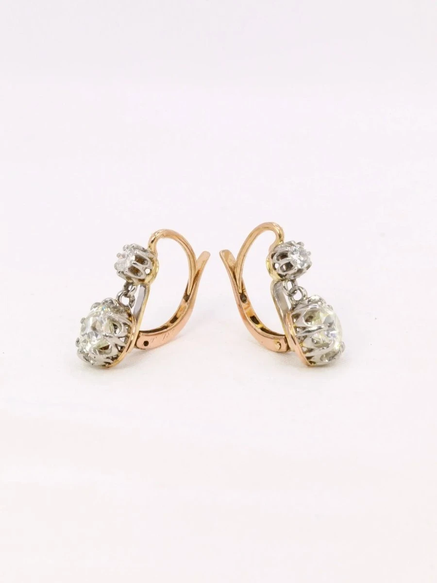 Dormeuses Diamants Taille Ancienne 2,2 Ct 3 Dormeuses Diamants Taille Ancienne 2,2 Ct – Image 3