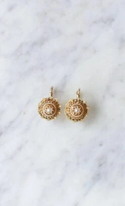 Dormeuses En Or Jaune Et Perles Fines