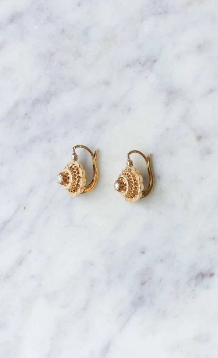 Dormeuses En Or Jaune Et Perles Fines 5 Dormeuses En Or Jaune Et Perles Fines – Image 5