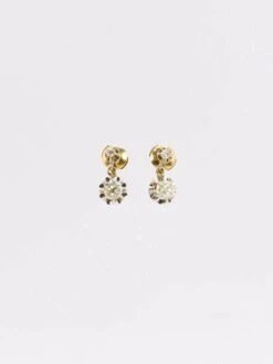 Dormeuses Or Diamants Coussin Taille Ancienne 1,5 Ct