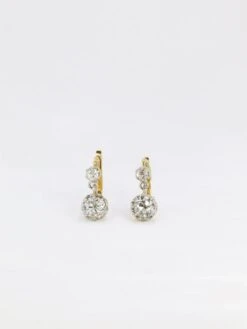 Dormeuses Or Diamants Taille Ancienne 2,4 Ct