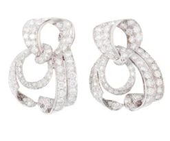 Importante Boucle D'oreilles Platine Et Diamants Circa 1930