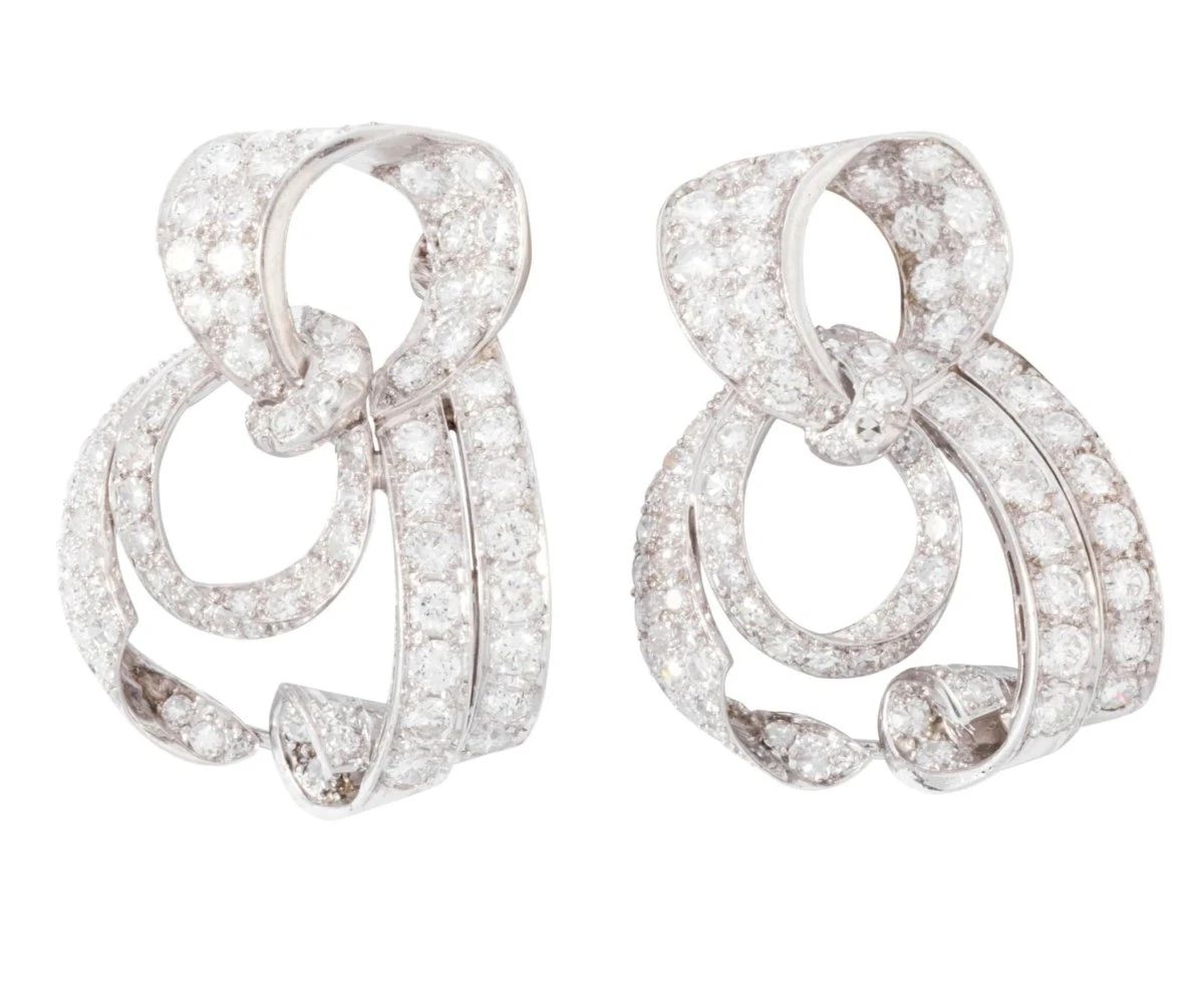 Importante Boucle D'oreilles Platine Et Diamants Circa 1930 1 Importante Boucle D'oreilles Platine Et Diamants Circa 1930
