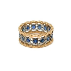 Bague Bandeau MARIO BUCCELLATI "Rombi Eternelle" En Or Blanc, Or Rose Et Saphirs -Castafiore Boutique mario buccellati rombi eternelle sapphire gold band ring 151409