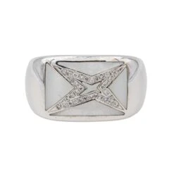 Bague MAUBOUSSIN "Grande Vie" En Or Blanc, Nacre Et Diamants