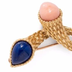 Broche BOUCHERON "Serpent Bohème", En Or Jaune, Corail Et Lapis Lazuli -Castafiore Boutique mc KpVxAm6C