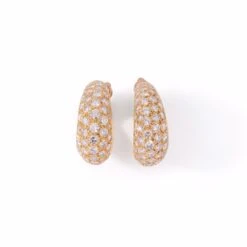 Boucle D'oreilles Créoles En Or Jaune Et Diamants