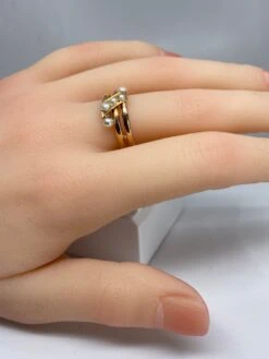 Bague En Or 18 Carats à Double Anneaux Tubulaires Sertis De 5 Perles, Vers 1900 -Castafiore Boutique mc 3mzdpRnIGq