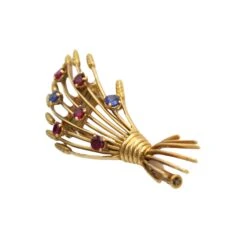 Broche Clip MELLERIO En Or Jaune, Rubis Et Saphirs -Castafiore Boutique mc 45Uyo2csf