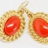 Boucles D'oreilles D'occasion En Or Jaune Et Corail