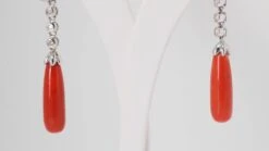 Pendants D'oreilles En Or Blanc, Diamants Et Corail 9 Pendants D'oreilles En Or Blanc, Diamants Et Corail -Castafiore Boutique mc 826GnVr9id