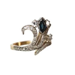 Bague Aigrette En Or Jaune, Or Blanc, Saphir Et Diamants -Castafiore Boutique mc BKsPrUm9L