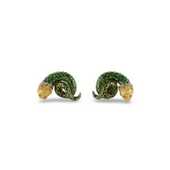 Boucles D'oreilles Clip LALAOUNIS Serpents En Or Jaune, émail, Rubis Et Diamants