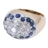 Bague Dôme Ancienne En Or Jaune Et Or Blanc, Saphir Et Diamants