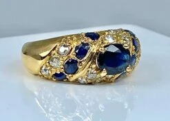 Bague Jonc En Or 18 Carats En Saphirs Et Diamants -Castafiore Boutique mc GnOvnI X